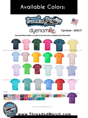 100  Custom Screen Printed - Dyenomite - Cyclone Pinwheel Tie-Dyed T-Shirt - 200CY Cotton™ 5.3 oz.  T Shirts Special