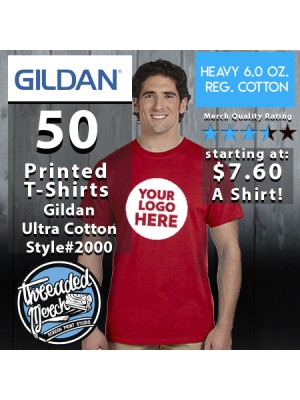 50 Ultra Cotton® T-Shirt - Gildan 2000 Custom Screen Printed T Shirts Special