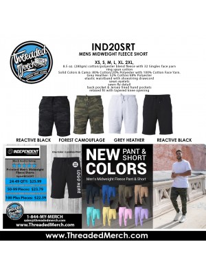 25 Independent Trading Company Midweight Fleece Shorts - IND20SRT 