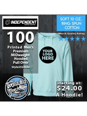 100 Independent Trading Company SS4500 Basic Men's pullover hooded sweatshirt 