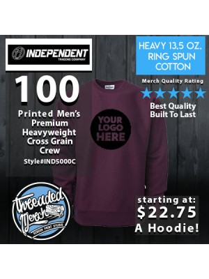 100 Independent Trading Company IND500C Men's Premium Heavy Weight Crew