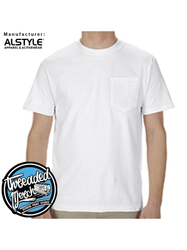 1305 Alstyle Men's Short Sleeve Pocket T Shirt 100% Cotton