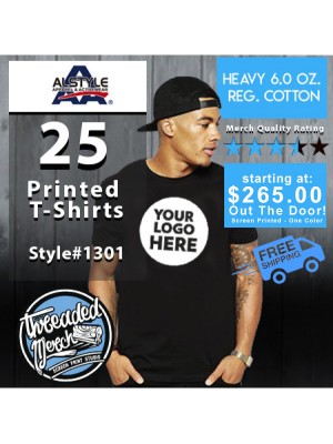 25 Alstyle 1301 Custom Screen Printed T Shirts Special