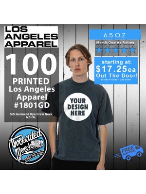 100 Los Angeles Apparel 1801GD Custom Screen Printed T Shirts Special