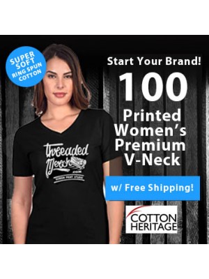 100 Custom Screen Printed Women's Premium V Neck Tees