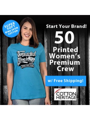 50 Custom Screen Printed Women's Premium Crew Tees