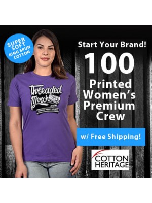 100 Custom Screen Printed Women's Premium Crew Tees